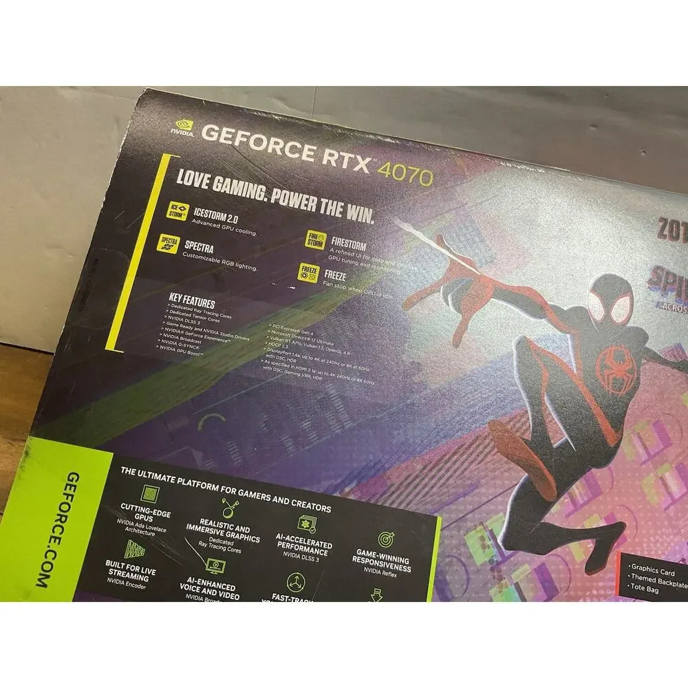 ZOTAC NVIDIA GeForce RTX 4070 GAMING AMP AIRO GPU Spiderman Bundle 12GB GDDR6X